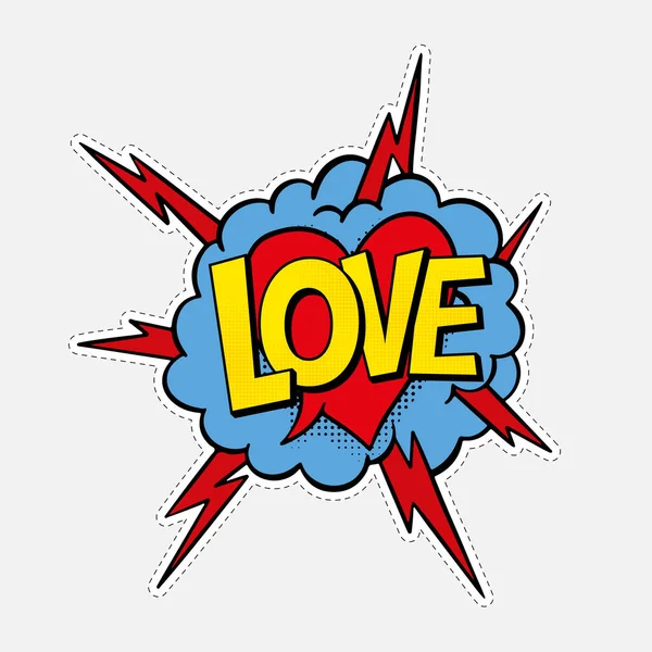 Sticker Retro Stil Mit Soundeffekt Love Vektor Sprechblasenwort Pop Art — Stockfoto