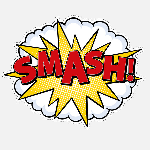 SMASH pop art comic book text speech bubble. Cartoon balloon expression sound