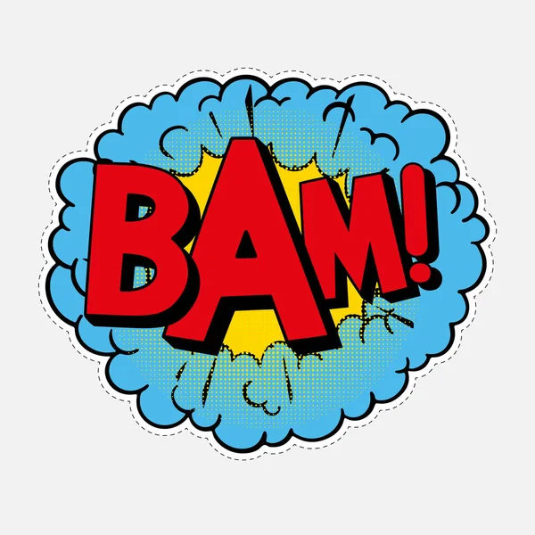 Bam 漫画书卡通人物 半色调矢量插图卡通气球表达声 — 图库照片