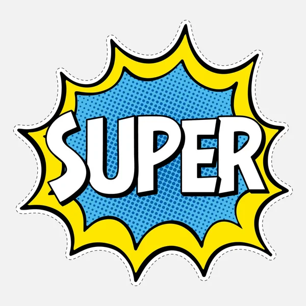 Stripboekposter Cartoon Ballon Expressie Geluid Sticker Tag Super — Stockfoto