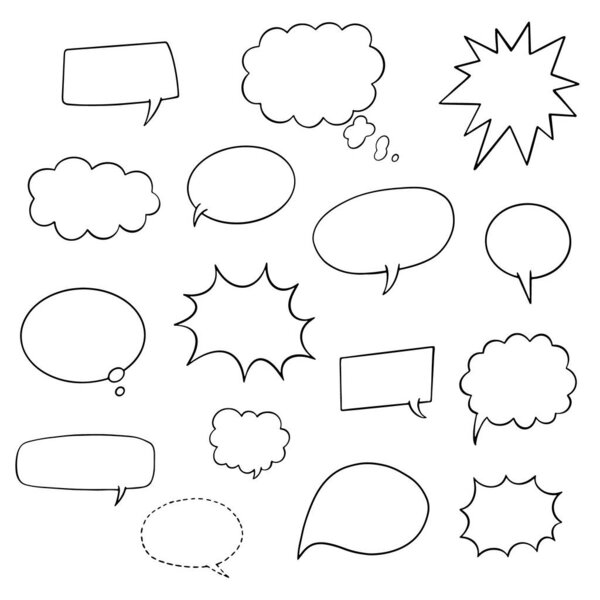 set of hand drawn speech bubbles