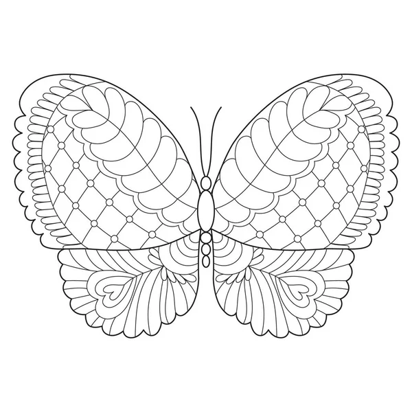 Style Papillon Zentangle Dessiné Main Pour Livre Colorier — Image vectorielle