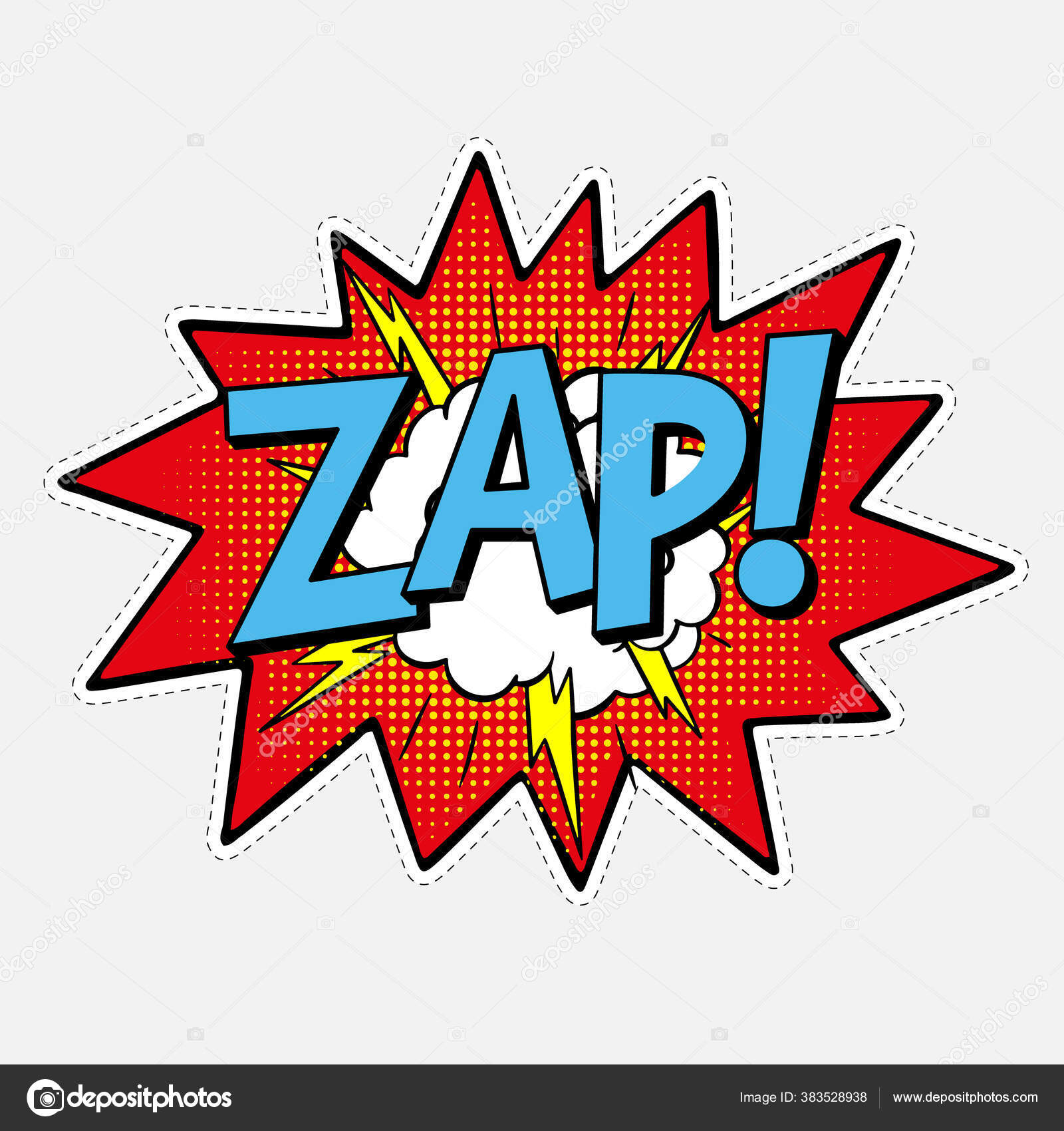 Sticker Comic Sound Effect Zap Hand Drawn Word Retro Pop Stock Vector