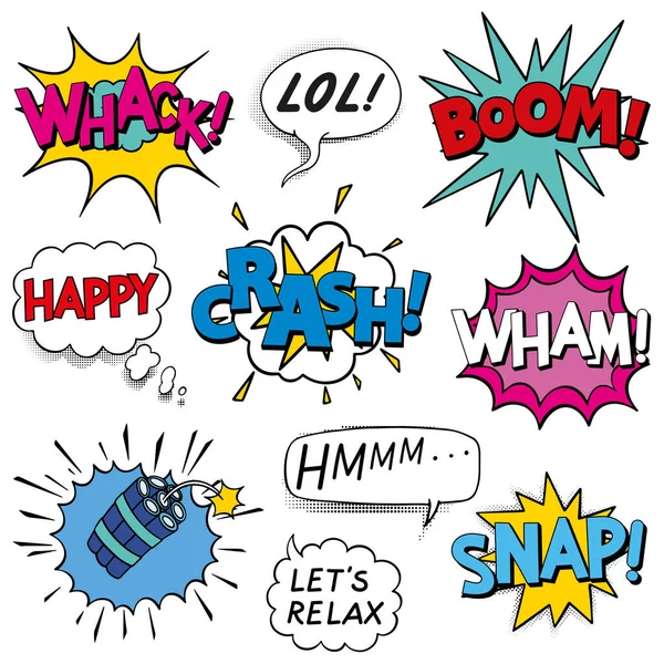 Képregény Beszéd Bubbles Pop Art Stílusban Képregény Kifejezés Hangok Illusztráció — Stock Vector