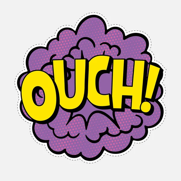 Ouch Comic Text Sound Effect Speech Bubble Sticker Tag Comic — Stock Vector