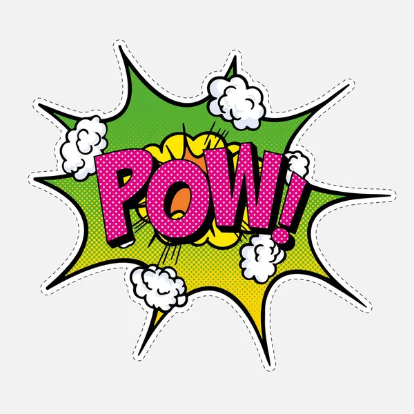 Pow Speach Bubble Son Expression Ballon Bande Dessinée Illustration Vectorielle — Image vectorielle