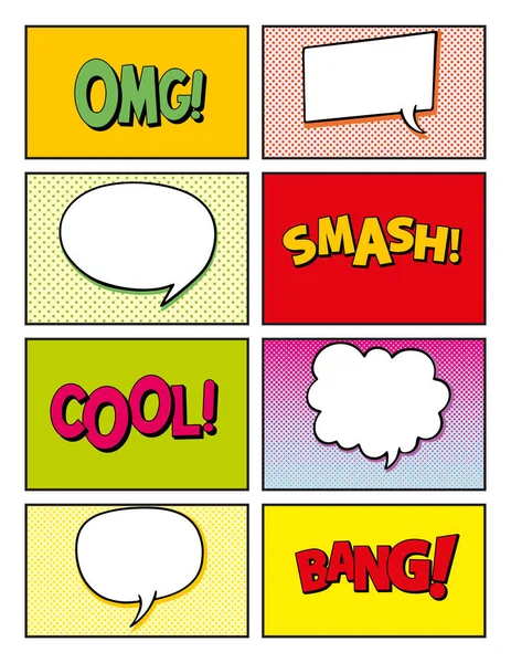 Comic Book Page Colorful Comic Book Background Blank White Speech — Stock Vector