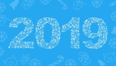 Domuzlar ve yeni yıl şeker mavi 2019 karmaşık oluşur 