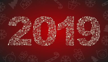 Domuzlar ve yeni yıl şeker kırmızı 2019 karmaşık oluşur