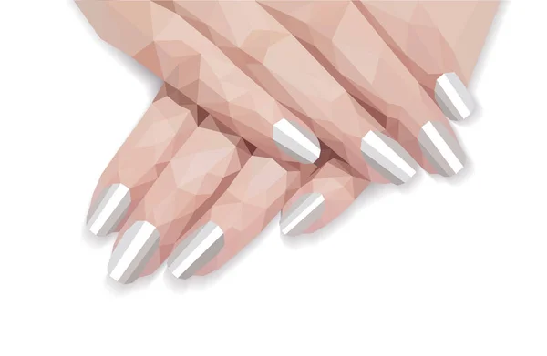 Wzorzec Wielokątne Rękę Manicure Kobiece Hellac Biały — Wektor stockowy