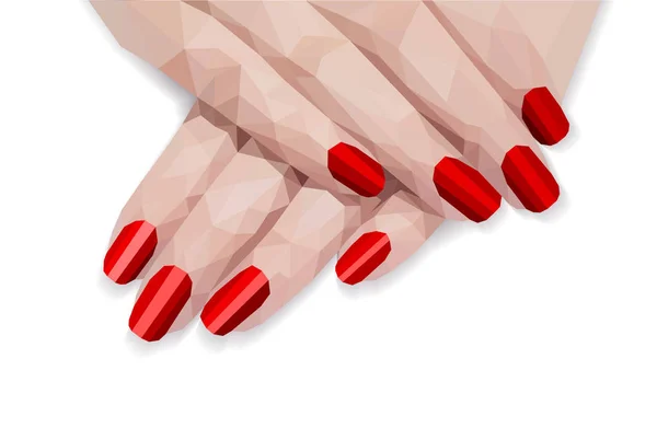 Wzorzec Wielokątne Rękę Manicure Kobiece Hellac Czerwony — Wektor stockowy