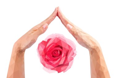 poligonal eller koruma vektör gül