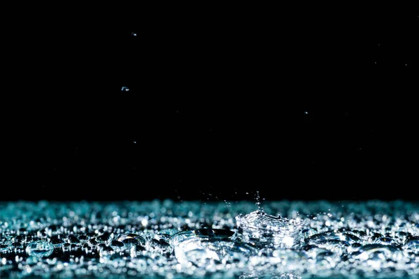 Kapky Vody Povrchu Pozadí Dešti Stříkající Vodě Koruna — Stock fotografie