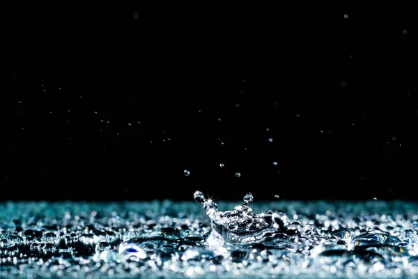 Tetes Air Permukaan Latar Belakang Hujan Percikan Mahkota Air — Stok Foto