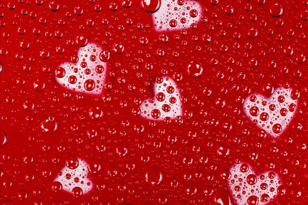 Wassertropfen Mit Vielen Herzen Zum Valentinstag — Stockfoto