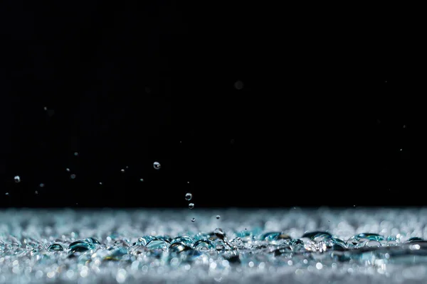 Gotas Agua Superficie Fondo Lluvia Salpicaduras Corona Agua — Foto de Stock