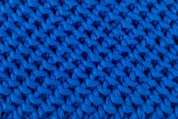 Textura Tricô Close Fios Fundo Azul — Fotografia de Stock