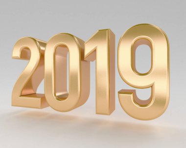 Altın 2019 yeni yıl yükleme 3d render yüksek kalite