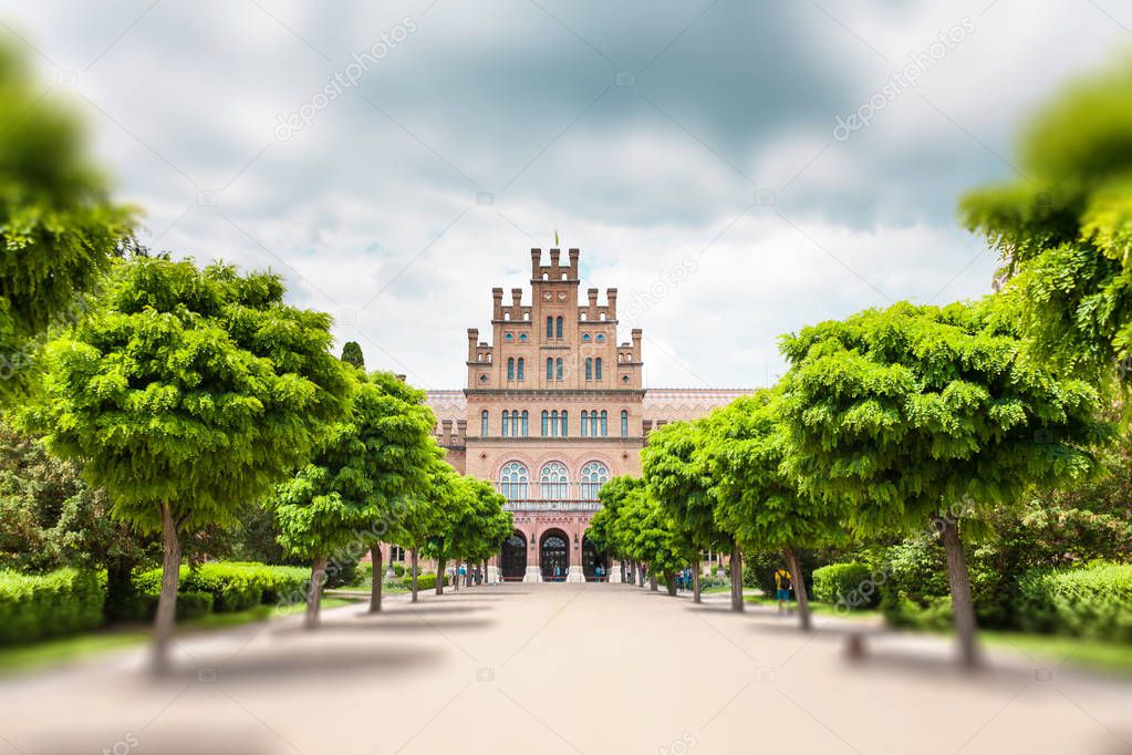 Chernivtsi National University. Education in Ukraine. Beautiful old building on a background of the cloudy sky. Sights of Chernivtsi. Historical building.