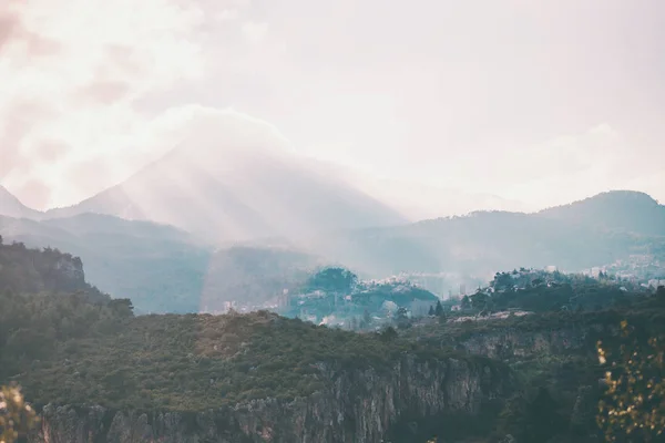 Beautiful mountains in the fog.