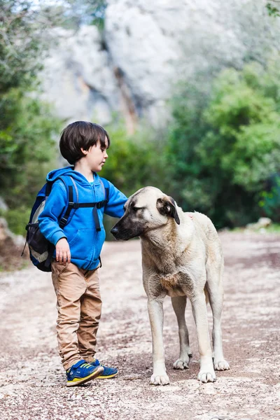 Vänskap husdjur och barn. — Stockfoto