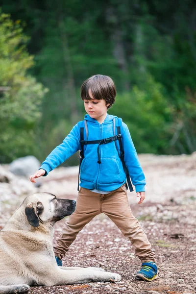 Vriendschap huisdier en kind. — Stockfoto