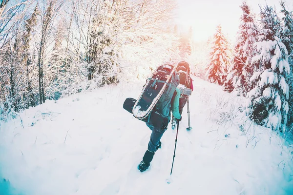 Dos mujeres en una caminata de invierno . —  Fotos de Stock