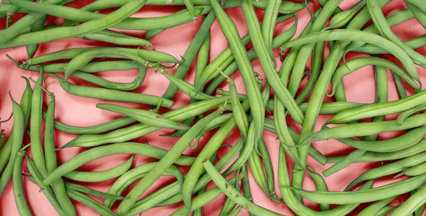 Frijoles Verdes Crudos Sobre Fondo Color Espárragos Verdes Cosecha Verano — Foto de Stock