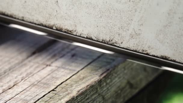 Scies à chaîne planche de bois close-up 