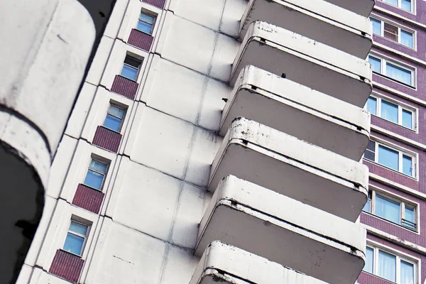 Θραύσμα Από Μόσχα Συνήθη Κατοικία Κτίριο Μπαλκόνια Στον Ύπνο Περιοχή — Φωτογραφία Αρχείου