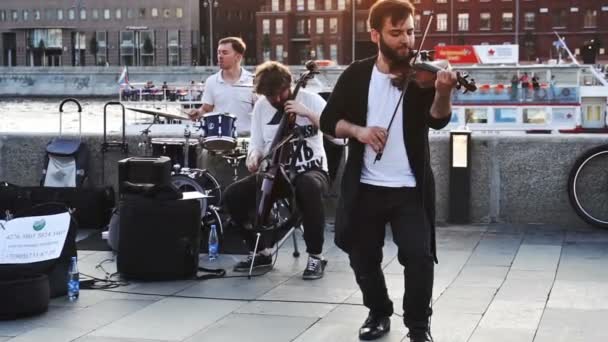 Moskva Rusko Červen 2018 Skupina Mladých Ruských Hudebníků Hrajících Krymské — Stock video