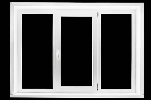 White window frame isolated on the black background — Stock Photo, Image