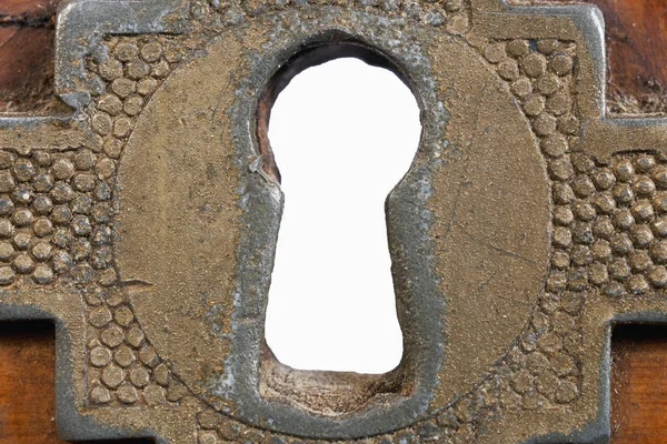 Vintage dekorativa Keyhole isolerade på vitt makro — Stockfoto