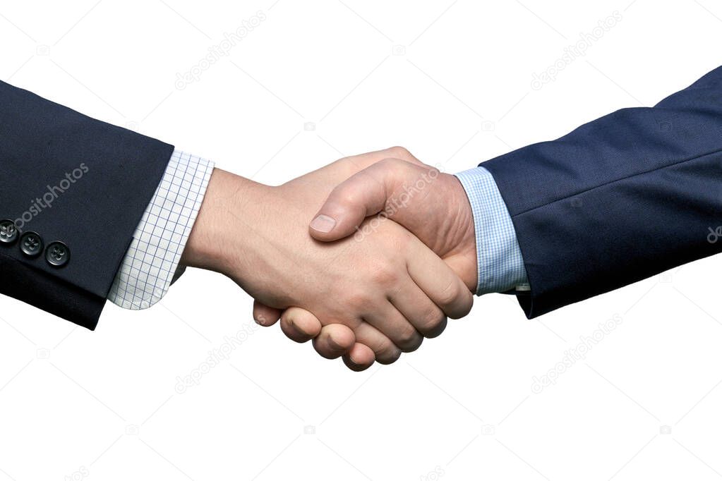 Business handshake isolated on the white background.