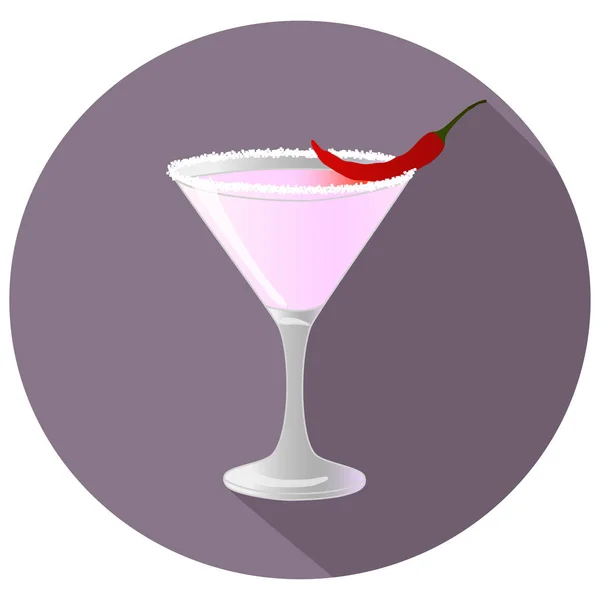 Illustrazione Vettoriale Disegnata Mano Cocktail Infuso Peperoncino Piccante Cerchio Viola — Vettoriale Stock