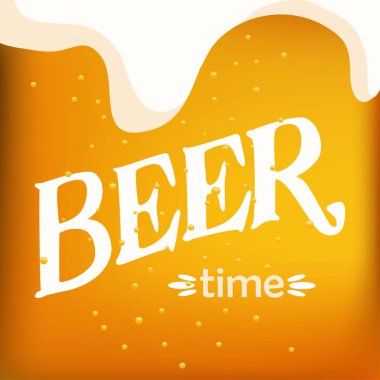 Elle çizilmiş vektör light bira closeup ve bira zaman yazı