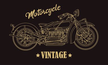 Vintage motosiklet elle çizilmiş vektör çizim yazı ile