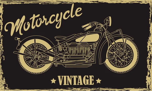 Vintage Moto Dessin Main Illustration Vectorielle Avec Lettrage — Image vectorielle