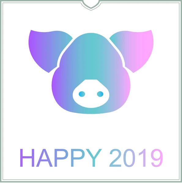 Feliz Ano Novo 2019 Cartão Felicitações Ano Porco Calendário Chinês — Vetor de Stock