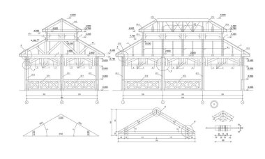 Detaylı achitectural yüzme havuzu muhafazanın çizim. Vektör, teknik Sanayi