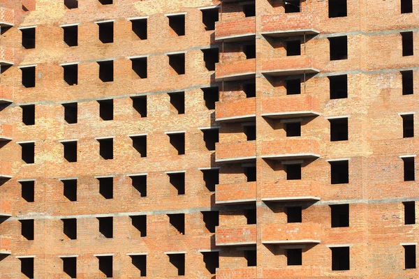 Fond Abstrait Brique Ensoleillée Bâtiment Plusieurs Étages Construction — Photo