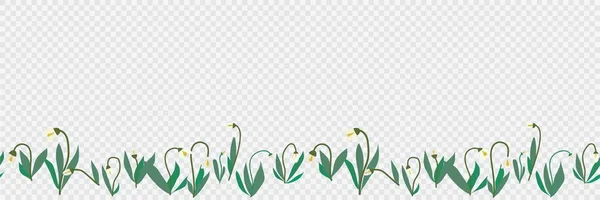 Borde Vectorial Transparente Sin Costuras Flores Primavera Dibujadas Mano — Archivo Imágenes Vectoriales