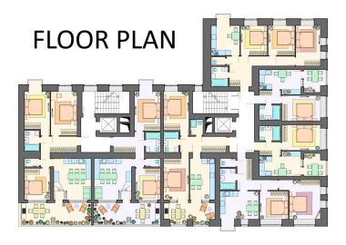 Vektör kat planı / düzen, mimari arka plan, üstten görünüm