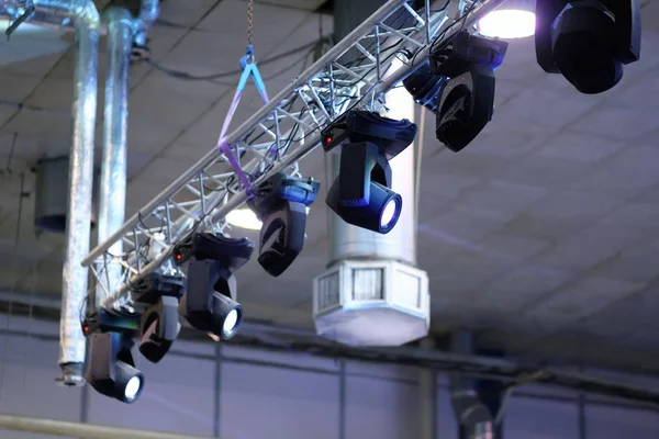 Closeup of industrial ceiling led lights