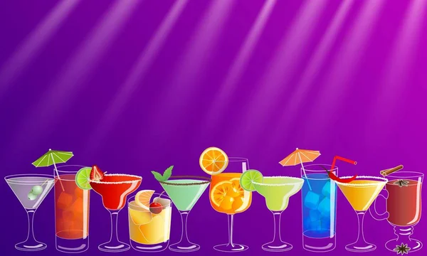 Cocktail Party Vektori Kutsujuliste Tai Banneri Värikkäitä Käsin Piirrettyjä Juomia — vektorikuva