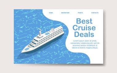 En iyi Cruise Deals, iniş Web sayfası şablonu. Vektör