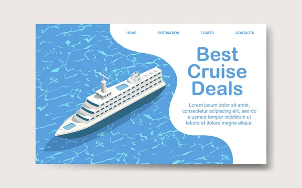 En iyi Cruise Deals, iniş Web sayfası şablonu. Vektör