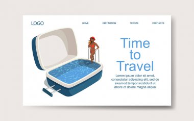 Zaman seyahat, açılış web sayfası şablonu. Vektör