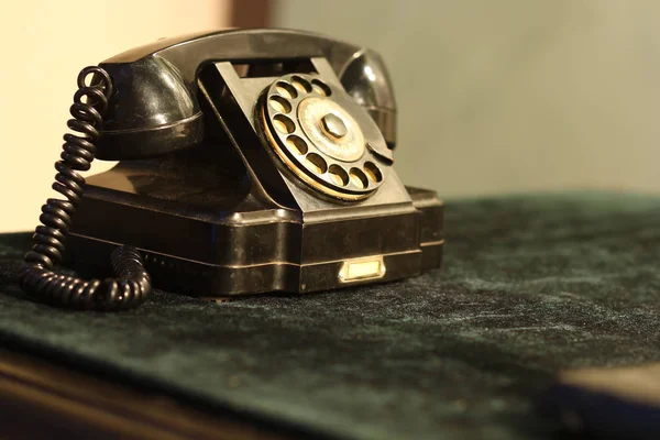Czarny Stary Zabytkowe Radziecki Obrotowy Dial Telefon — Zdjęcie stockowe