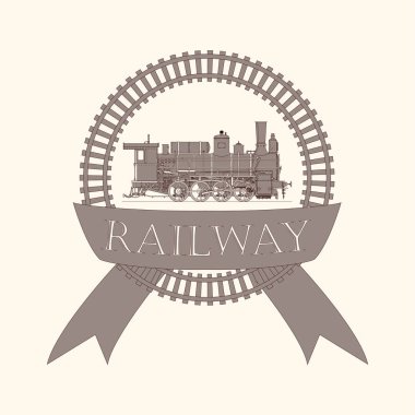 Retro lokomotifli vintage etiket / logo